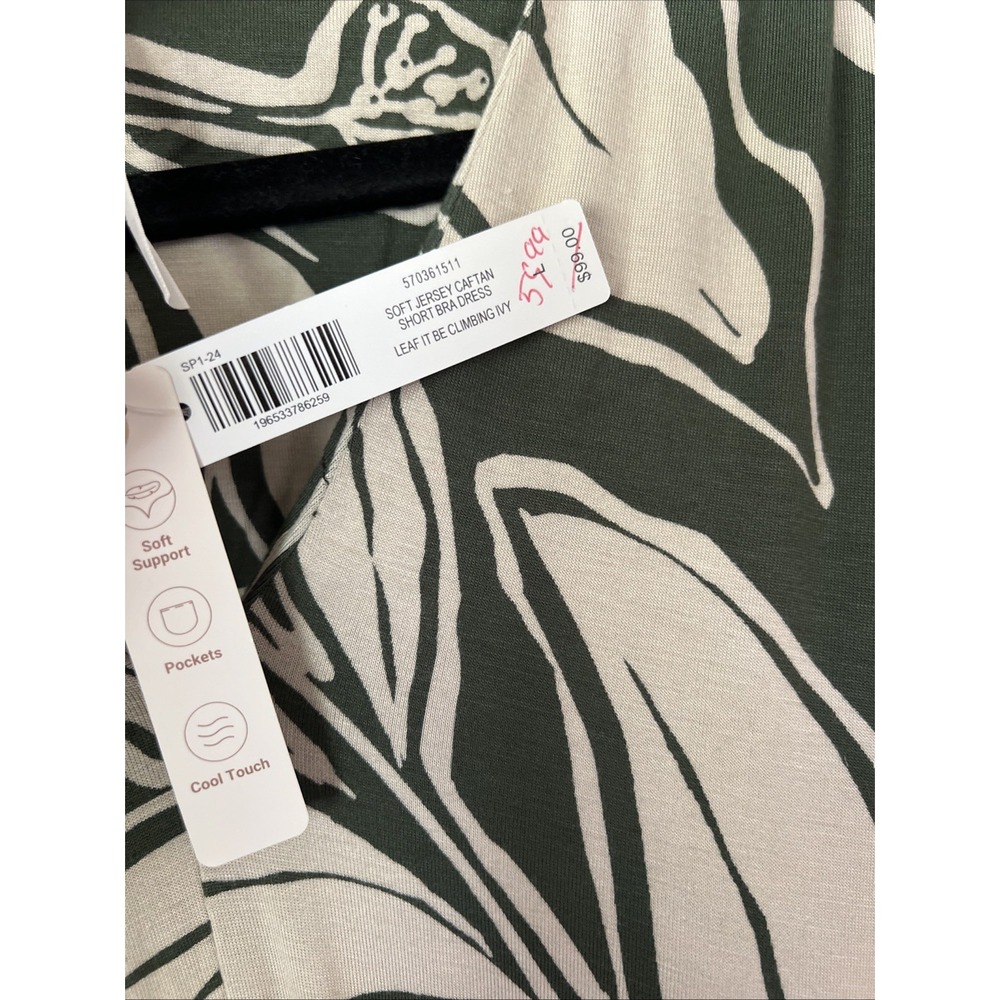 NEW Soma Soft Jersey Caftan Short Bra Dress Size Large Leaf it be Climbing Ivy - Picture 2 of 6